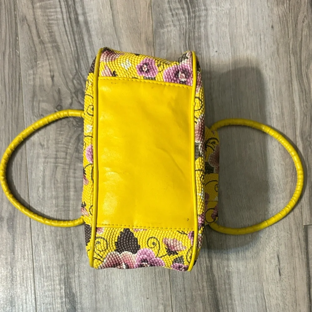 Floral Pebbled Yellow Mini Bag - Picture 7 of 8